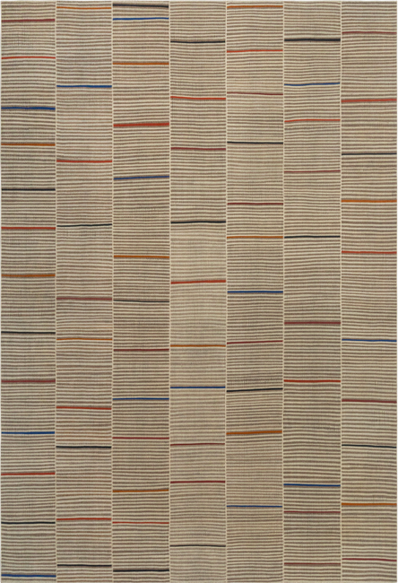 Mazandaran flatweave rug in natural color, handwoven in Iran with a structured flatweave design