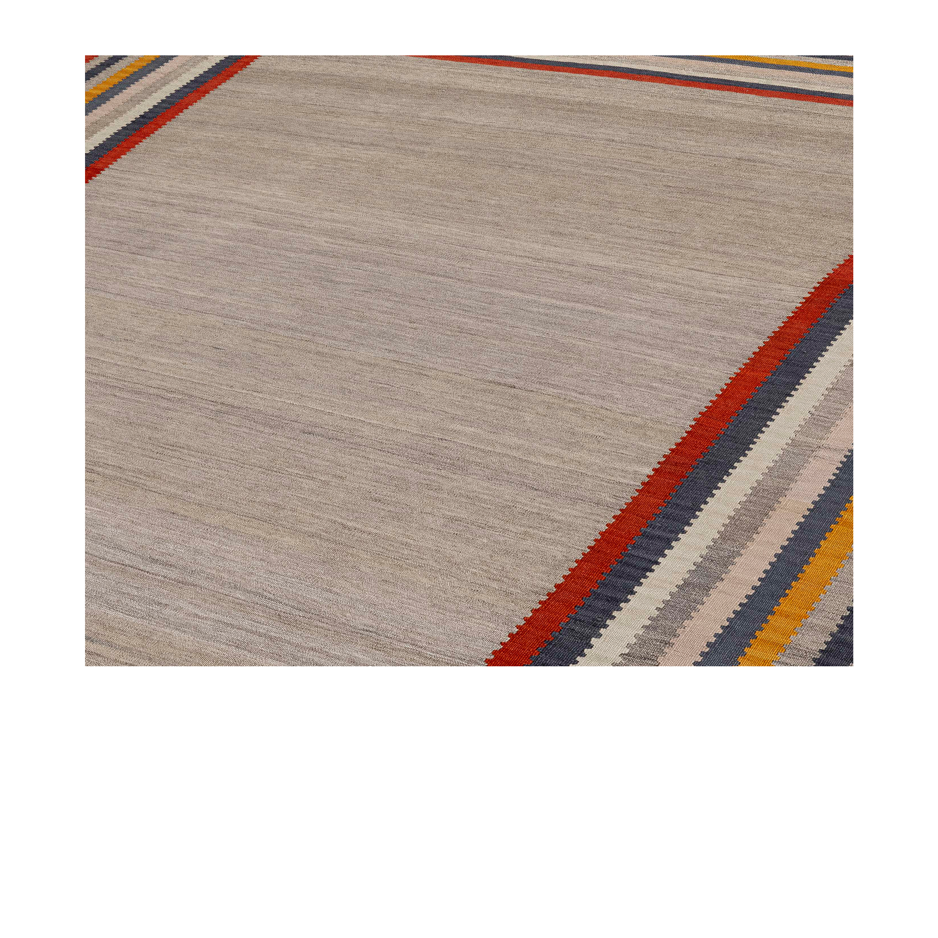 Mazandaran flatweave rug in sand color, handwoven in Iran with a framed flatweave design
