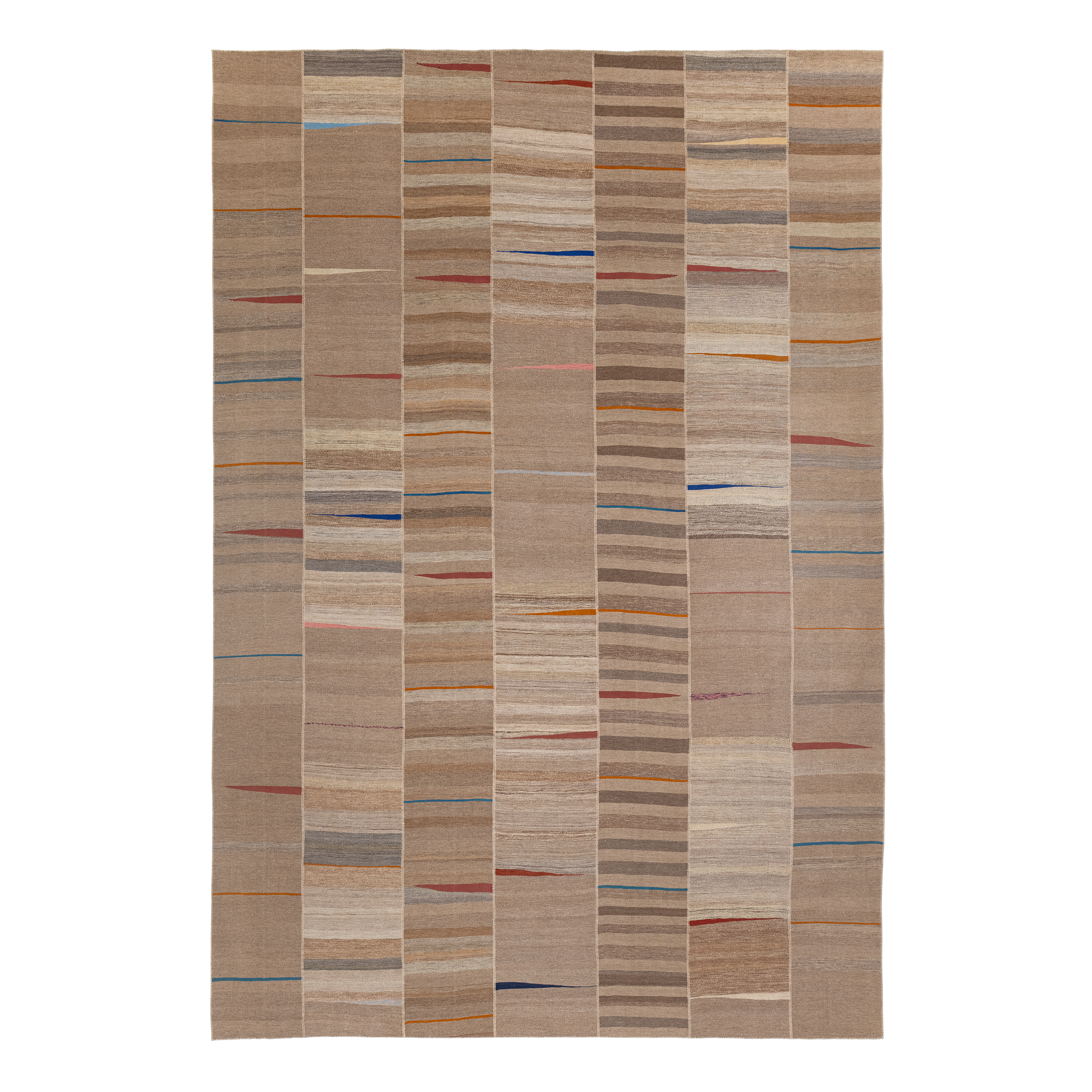 Mazandaran flatweave rug in natural color, handwoven in Iran with a refined flatweave design