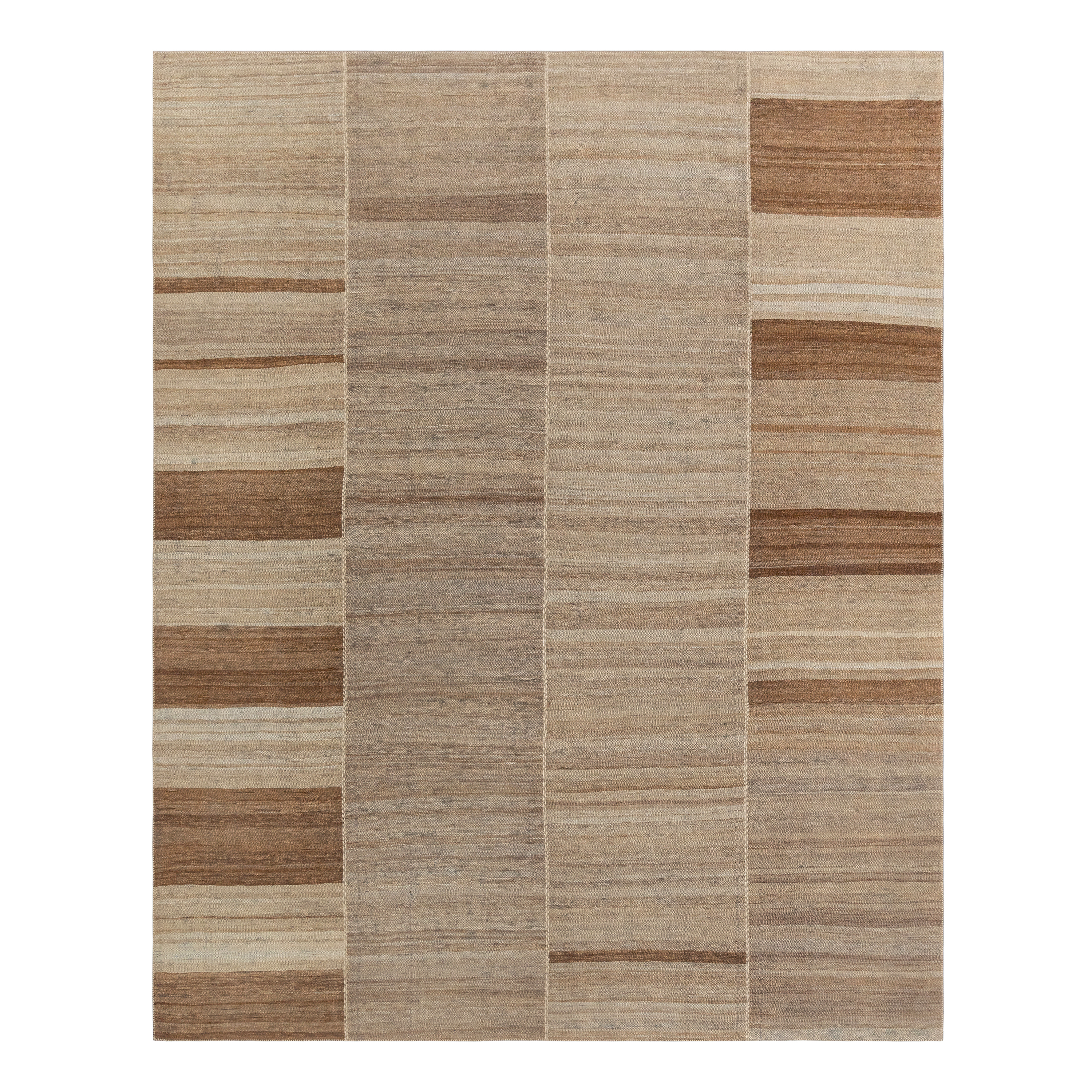 Mazandaran flatweave rug in natural color, handwoven in Iran with a balanced flatweave design