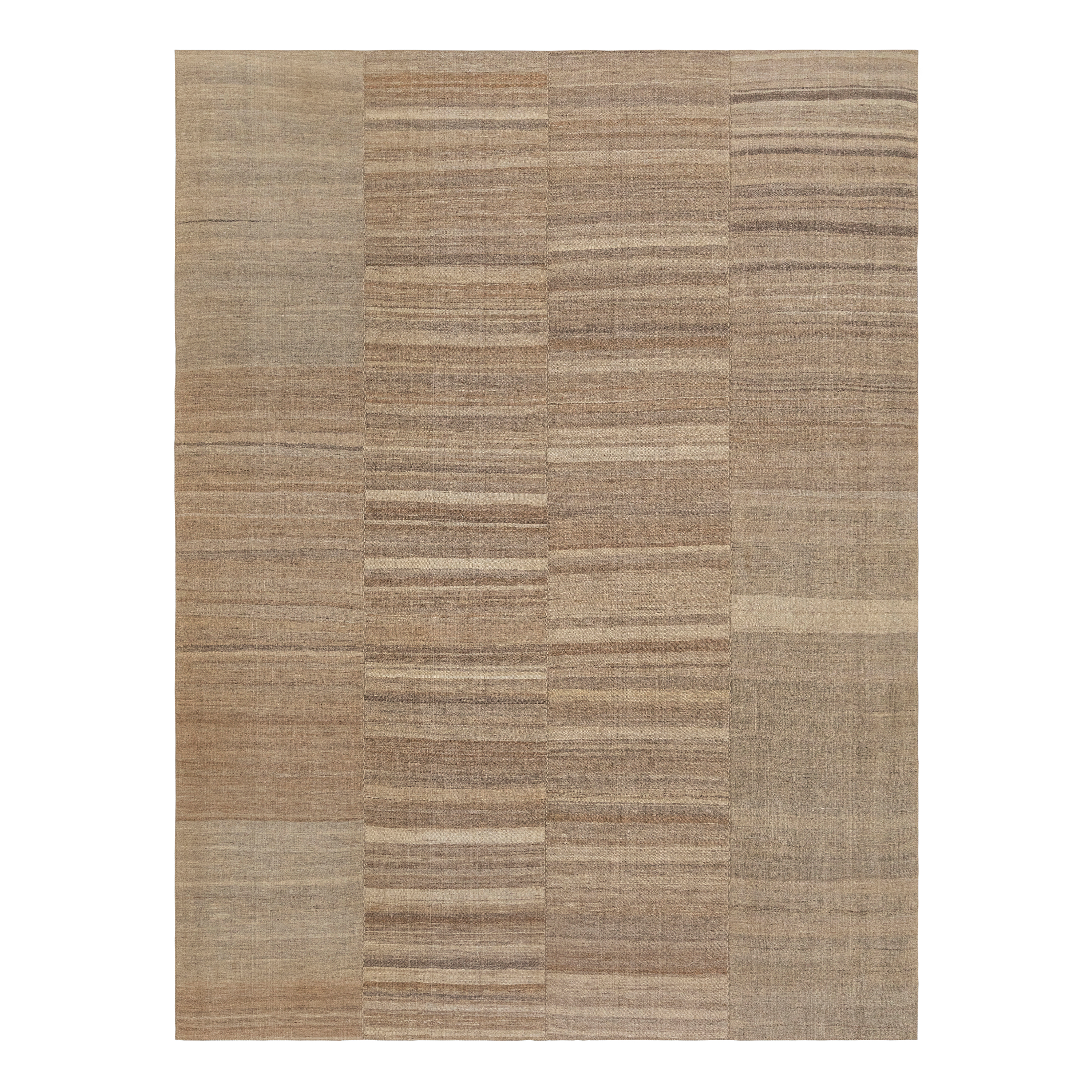 Mazandaran flatweave rug in natural tones, handwoven in Iran with a minimalist modern design