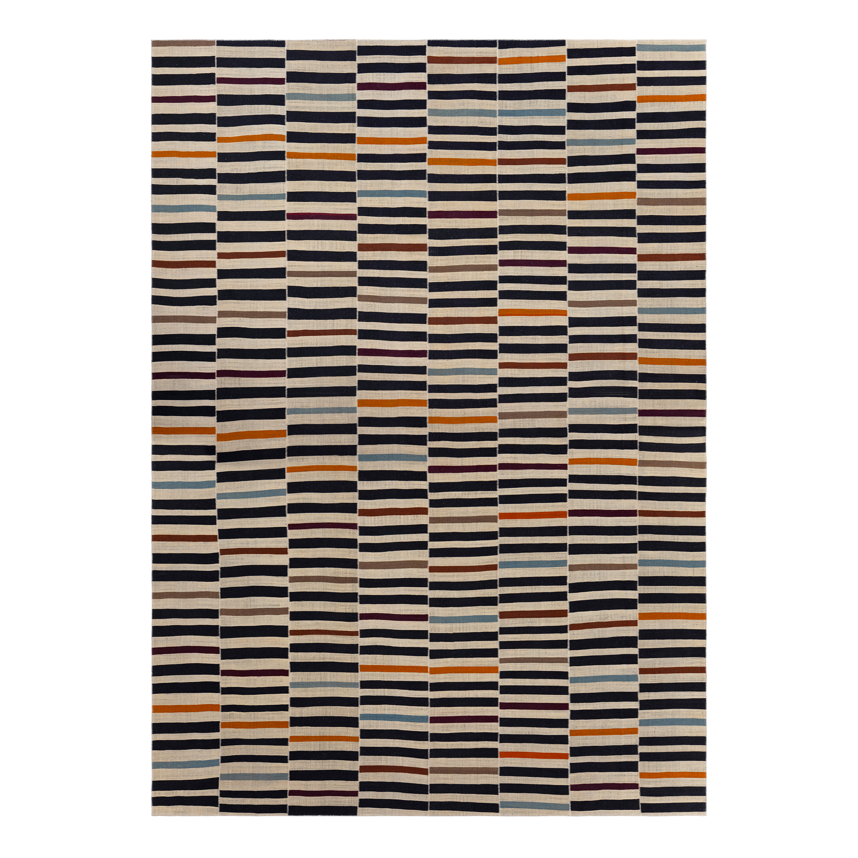 Mazandaran flatweave rug in a multicolor design, handwoven in Iran with a modern flatweave construction