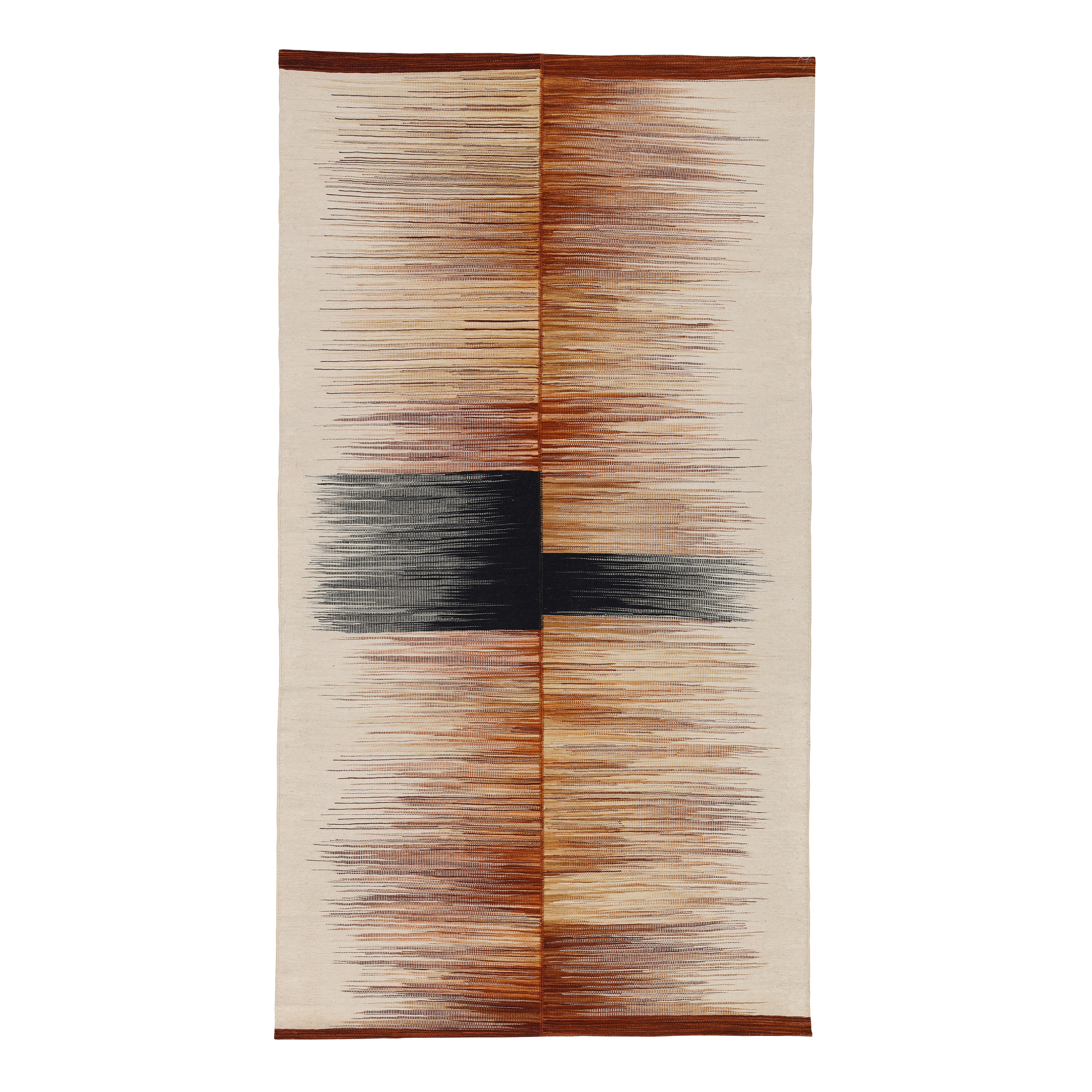 Mazandaran flatweave rug in beige and rust, handwoven in Iran with a modern flatweave design