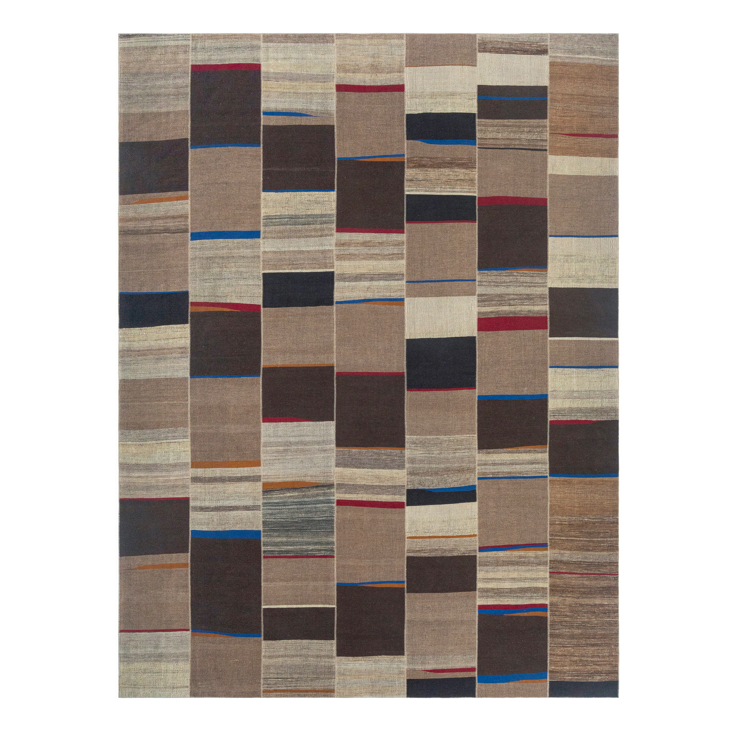 Mazandaran flatweave rug in a multicolor composition, handwoven in Iran with a contemporary flatweave design