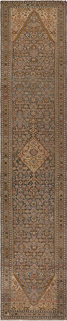Antique Hamadan blue Persian runner rug