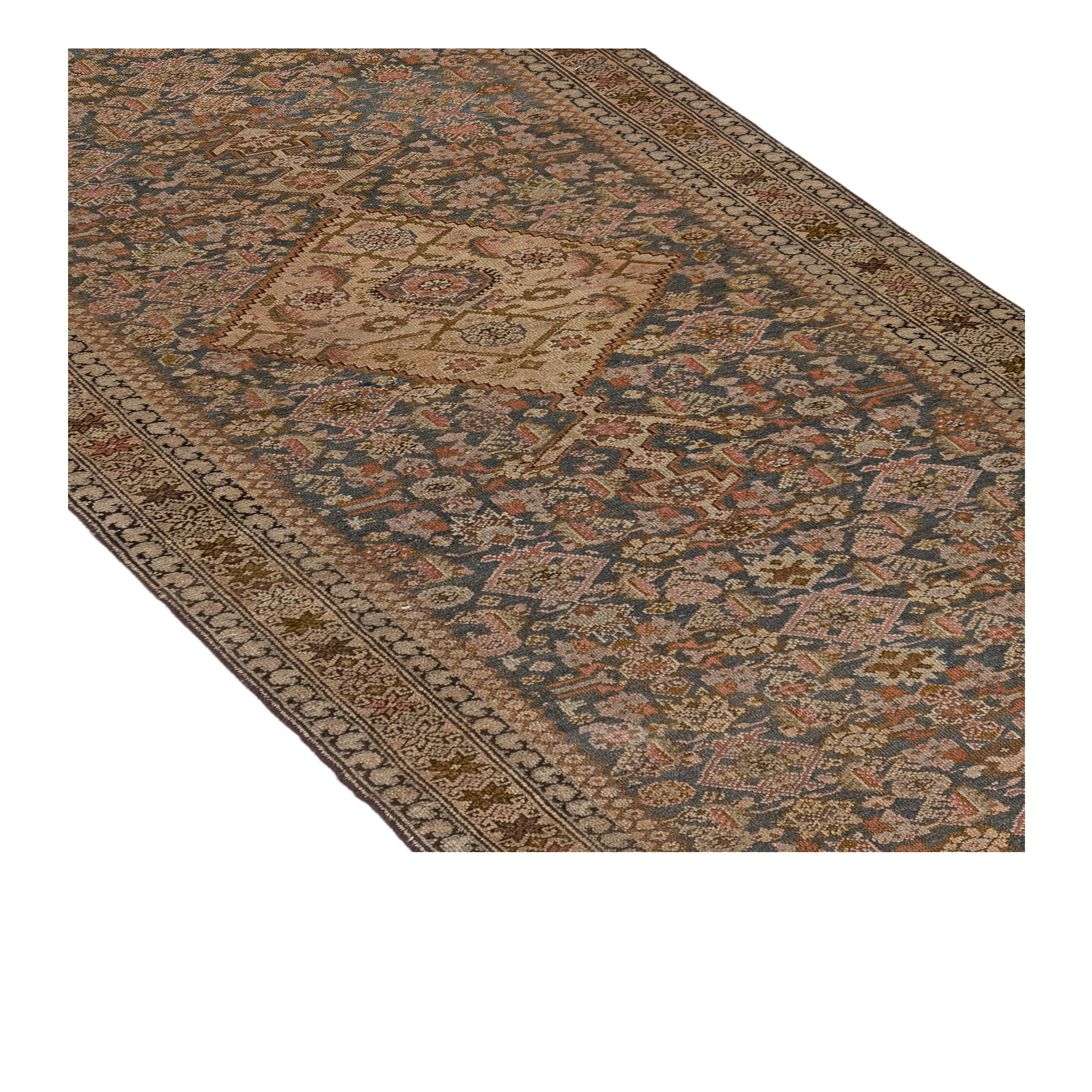 Antique Hamadan blue Persian runner rug