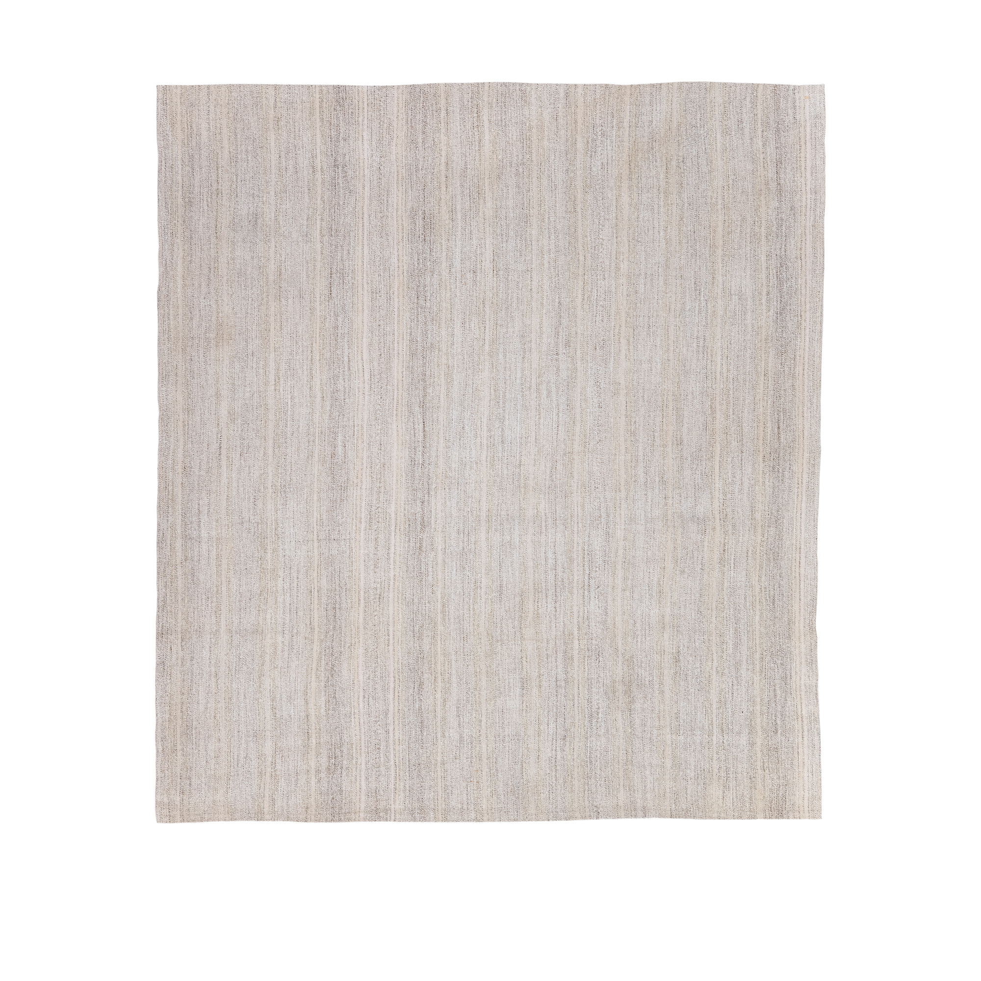Modern neutral flatweave rug with subtle linear texture in ivory and grey