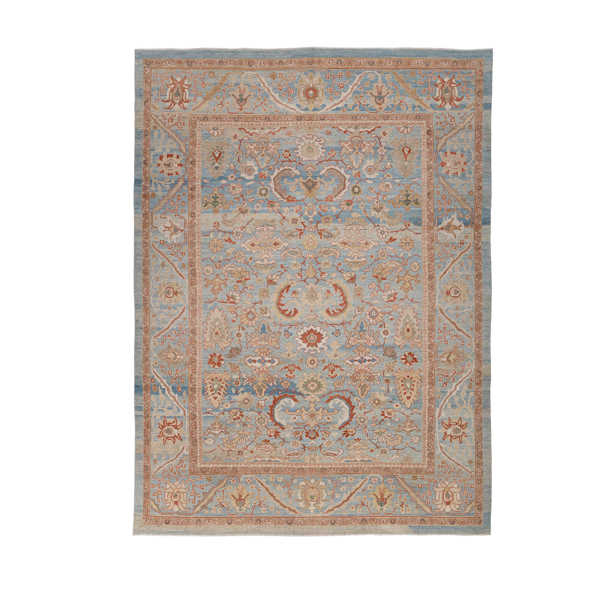 Ziegler Sultanabad rug with blue field and floral Persian design