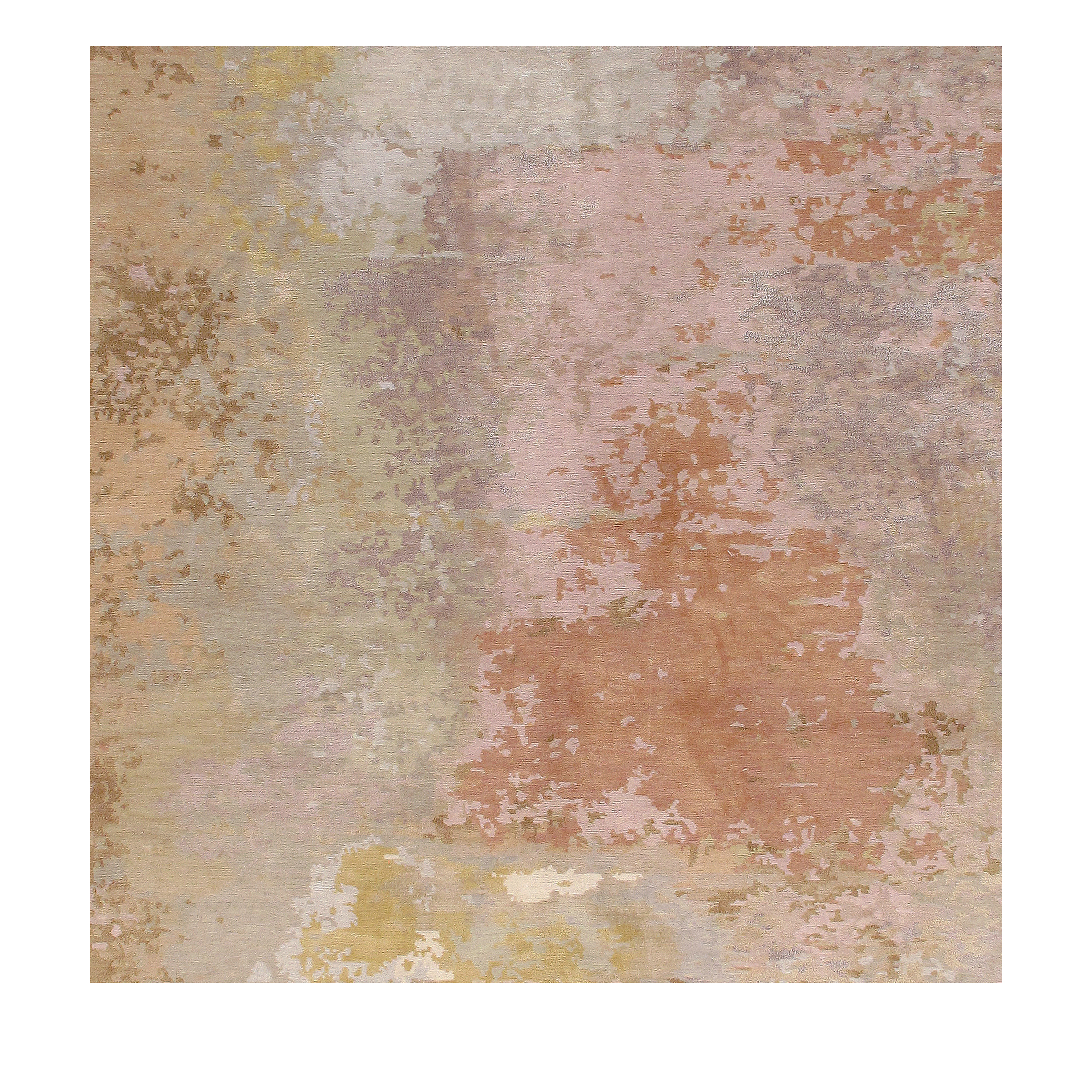 Custom Hand Knotted Patina Rug in Blush Ivory and Gold Tones by Nasiricarpets Luxury Contemporary Wool and Silk Rug