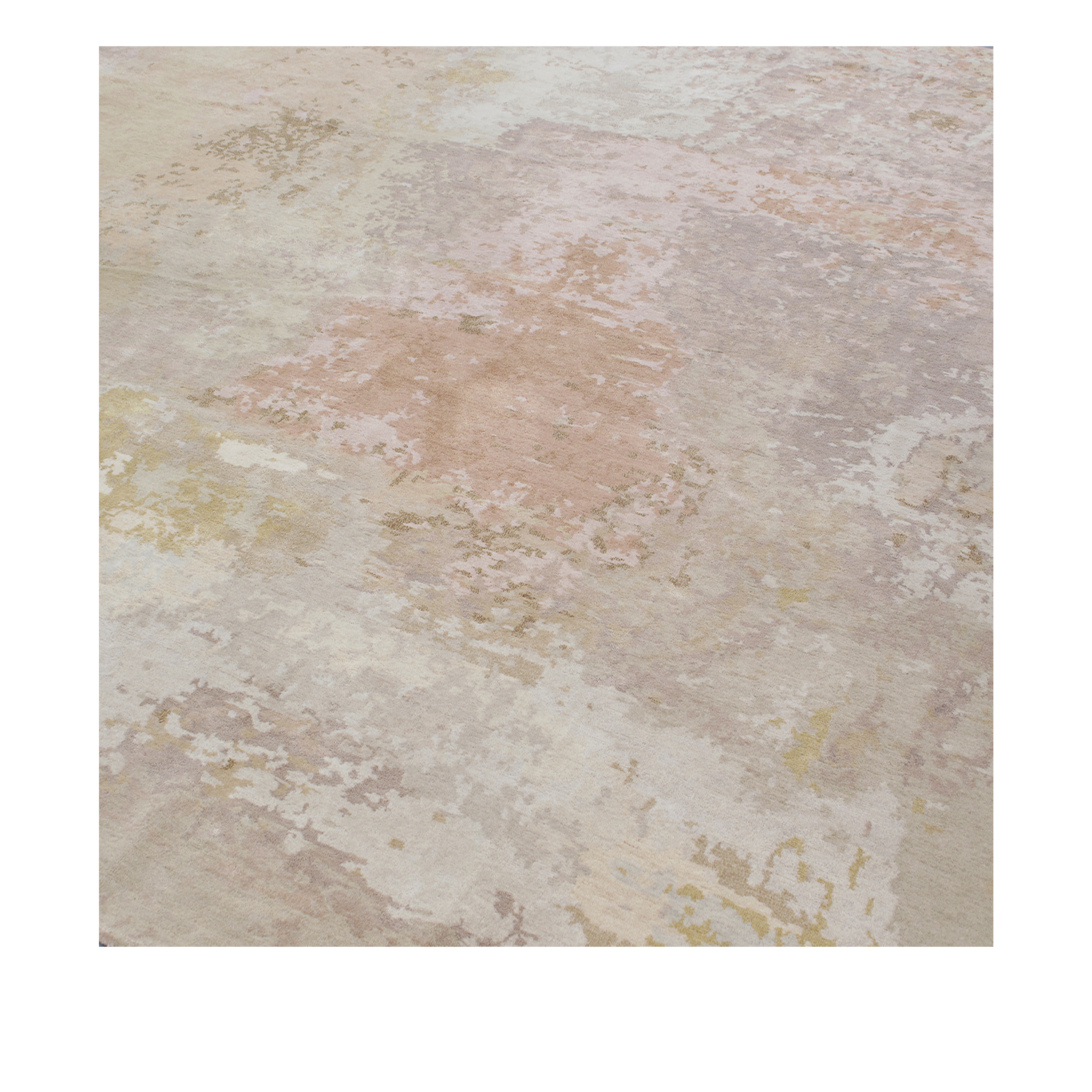 Custom Hand Knotted Patina Rug in Blush Ivory and Gold Tones by Nasiricarpets Luxury Contemporary Wool and Silk Rug