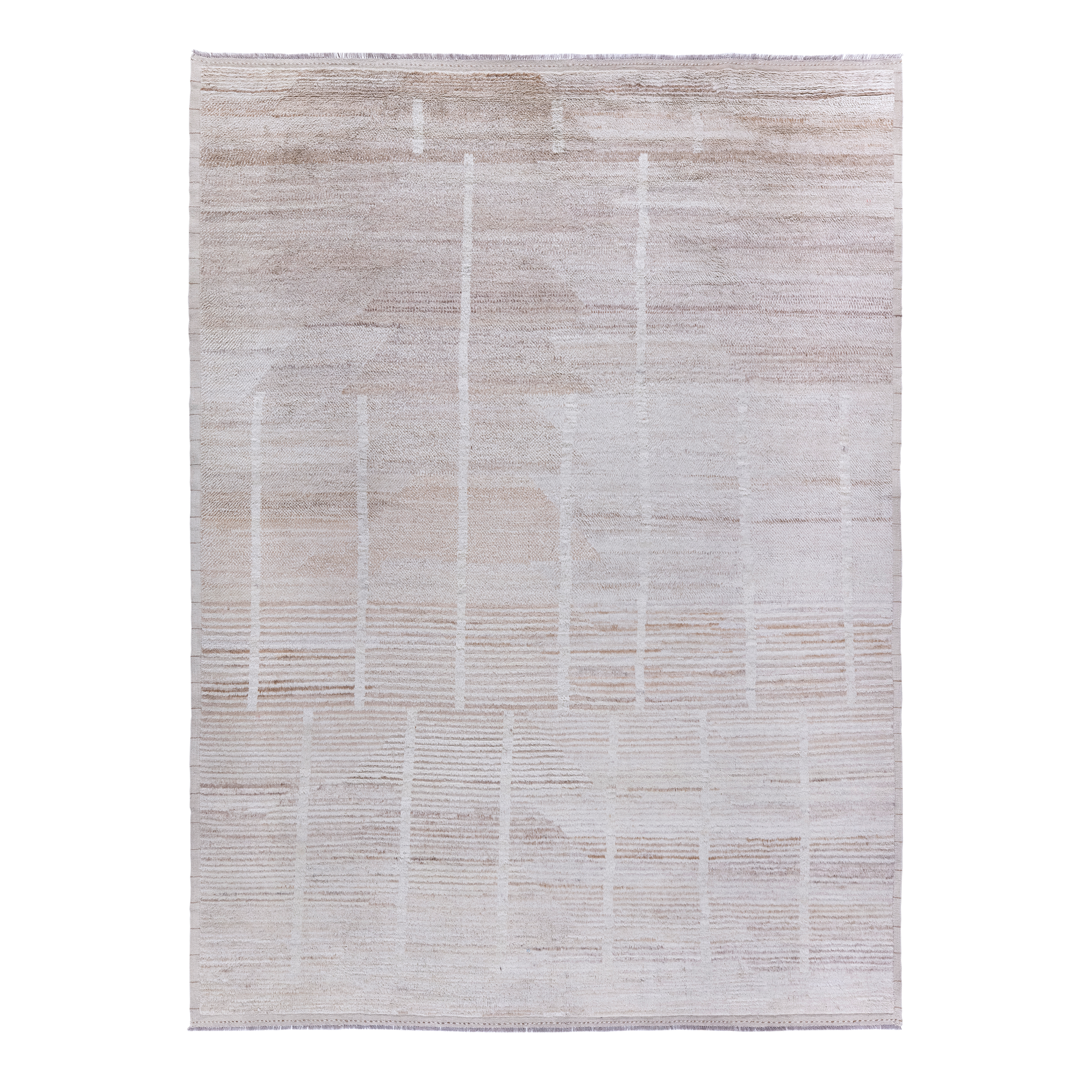 Strata custom Moroccan hand knotted wool rug in oatmeal tones handmade in Afghanistan by Nasiricarpets
