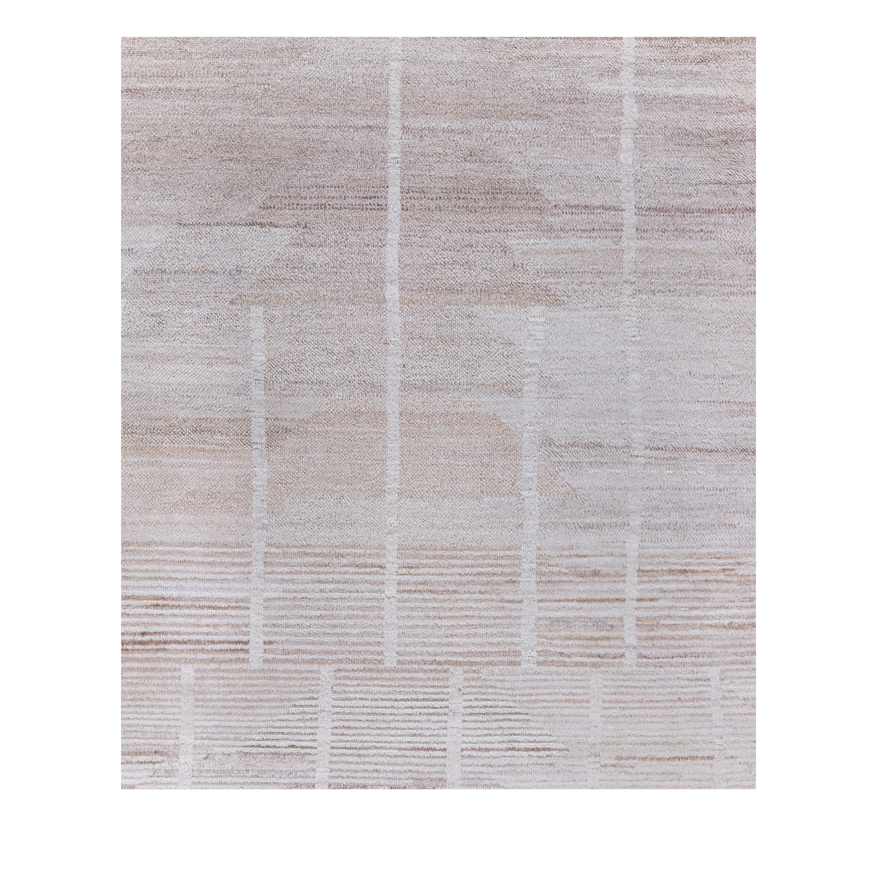 Strata custom Moroccan hand knotted wool rug in oatmeal tones handmade in Afghanistan by Nasiricarpets