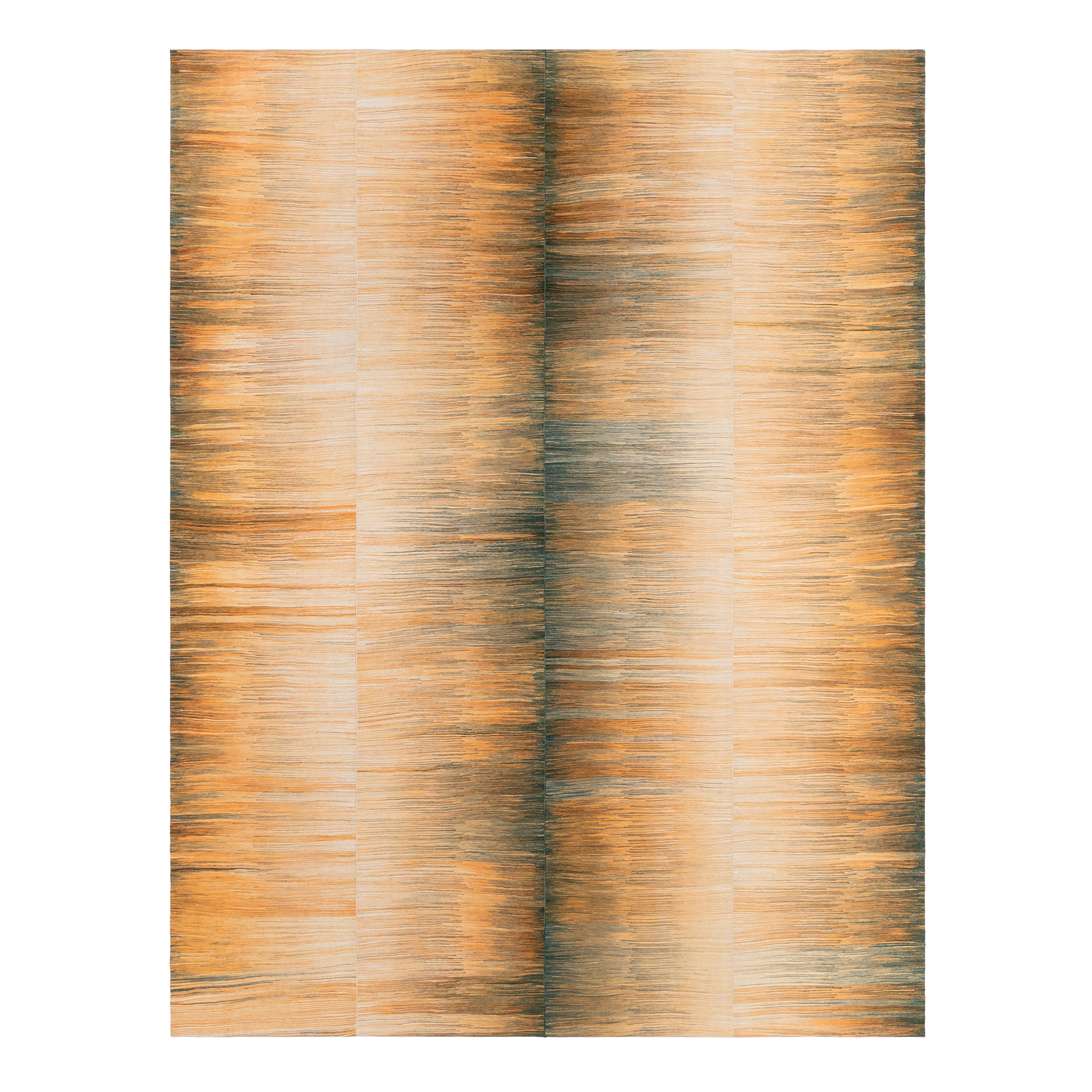 Mazandaran custom hand woven flatweave with amber gold charcoal and beige tones by Nasiricarpets for luxury contemporary interiors