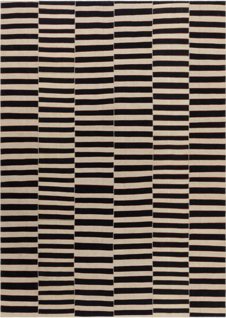Mazandaran Monochrome custom hand woven flatweave in black and ivory stripes by Nasiricarpets for luxury contemporary interiors