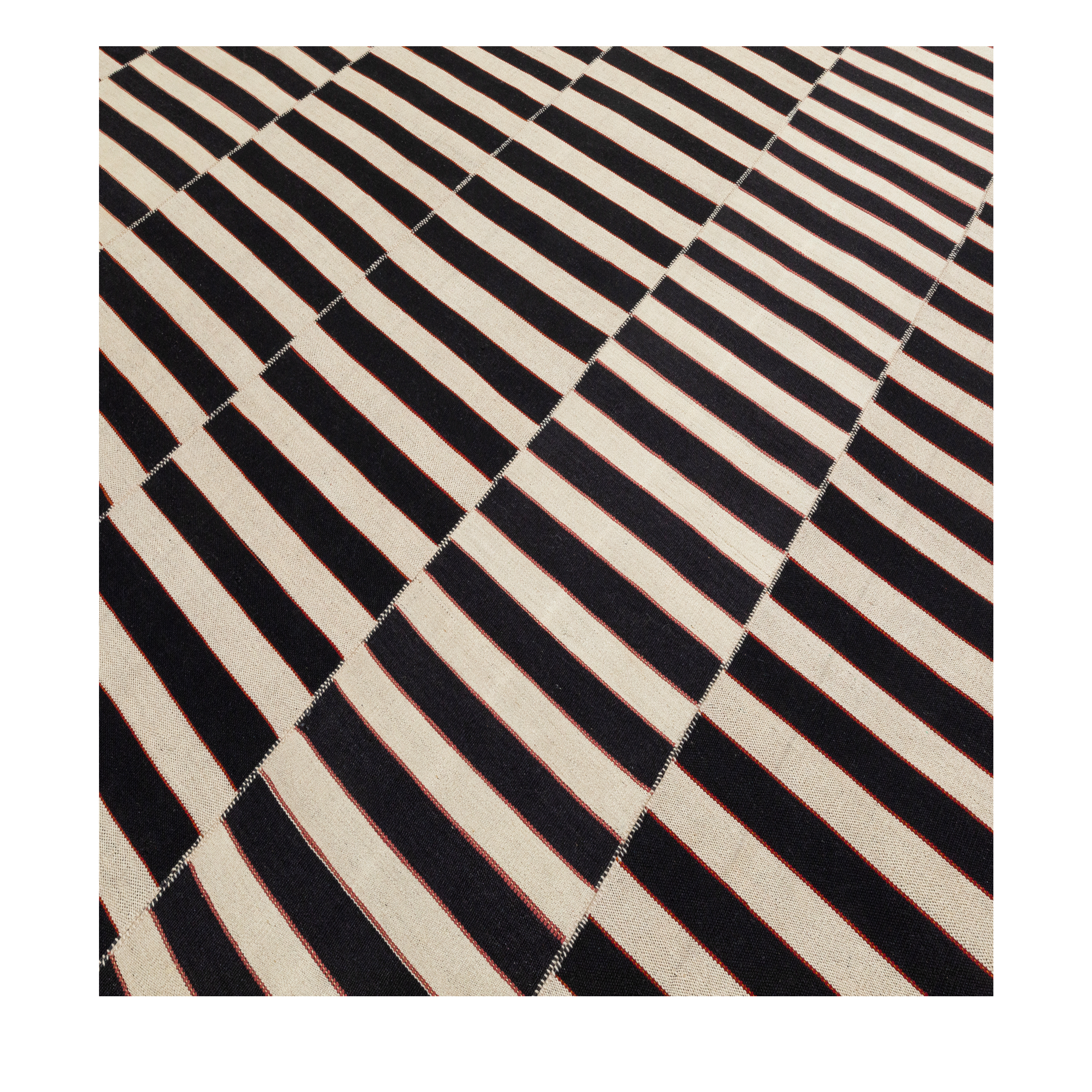 Mazandaran Monochrome custom hand woven flatweave in black and ivory stripes by Nasiricarpets for luxury contemporary interiors