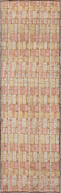 Poudre custom hand knotted contemporary carpet featuring a geometric pattern in blush ivory champagne and warm beige tones by Nasiricarpets