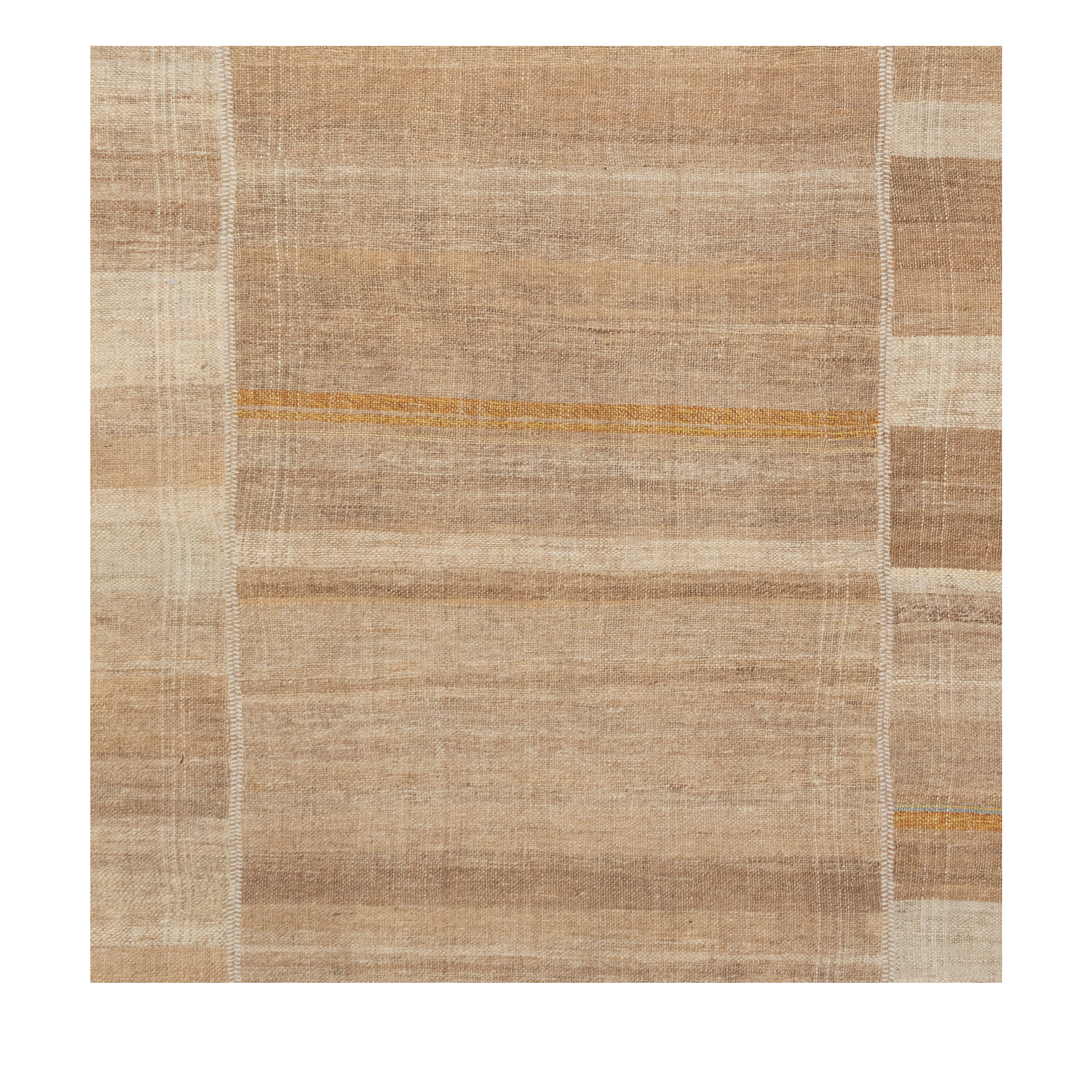 Mazandaran custom hand woven flat weave in sand tones with subtle layered stripe design by Nasiricarpets