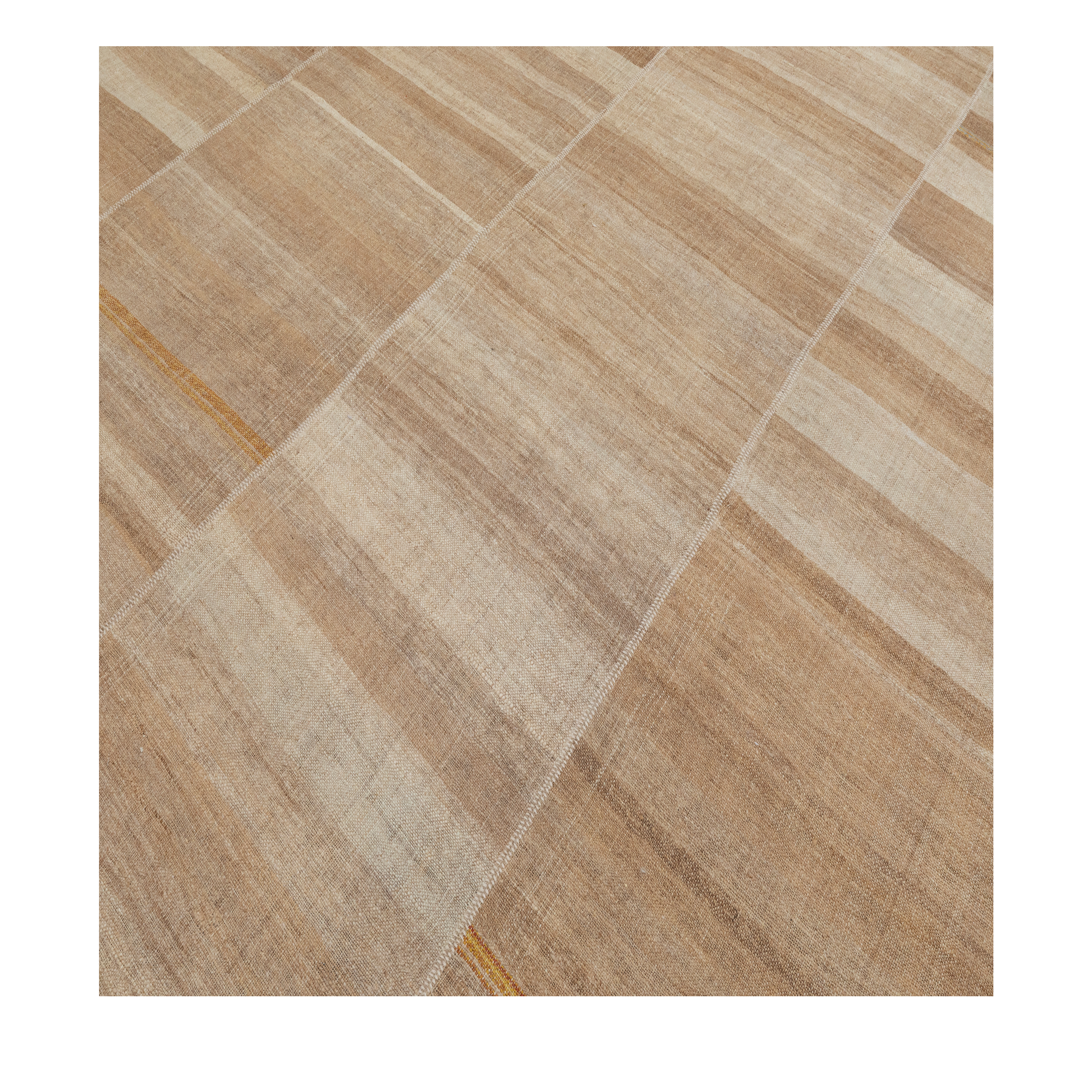 Mazandaran custom hand woven flat weave in sand tones with subtle layered stripe design by Nasiricarpets