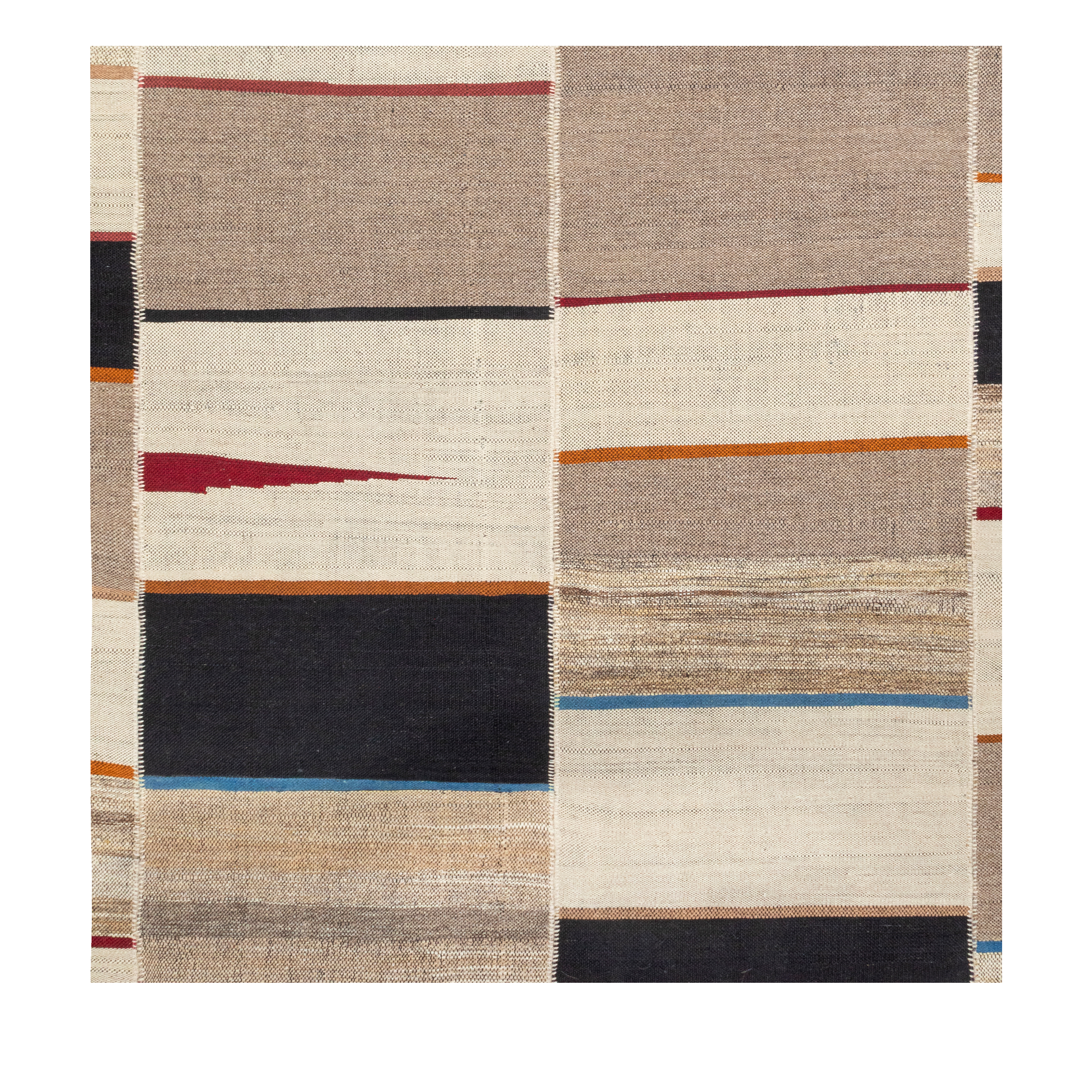 Mazandaran custom hand woven flat weave in Natural tones with contemporary striped design by Nasiricarpets