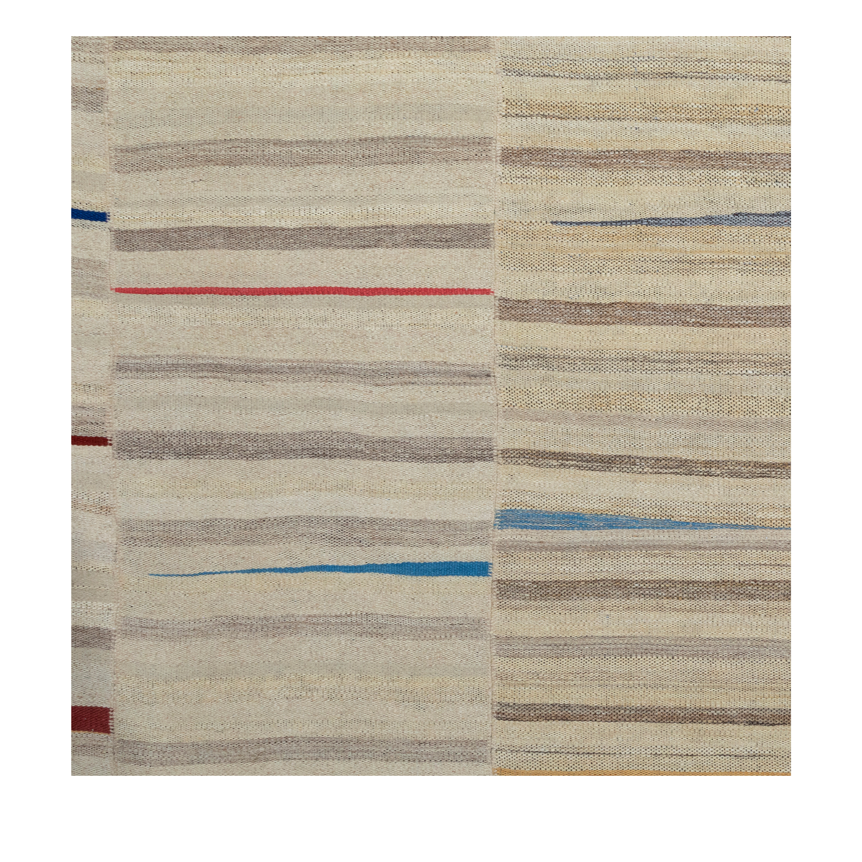 Mazandaran custom hand woven flat weave in Beige with subtle striped design and colorful accents by Nasiricarpets