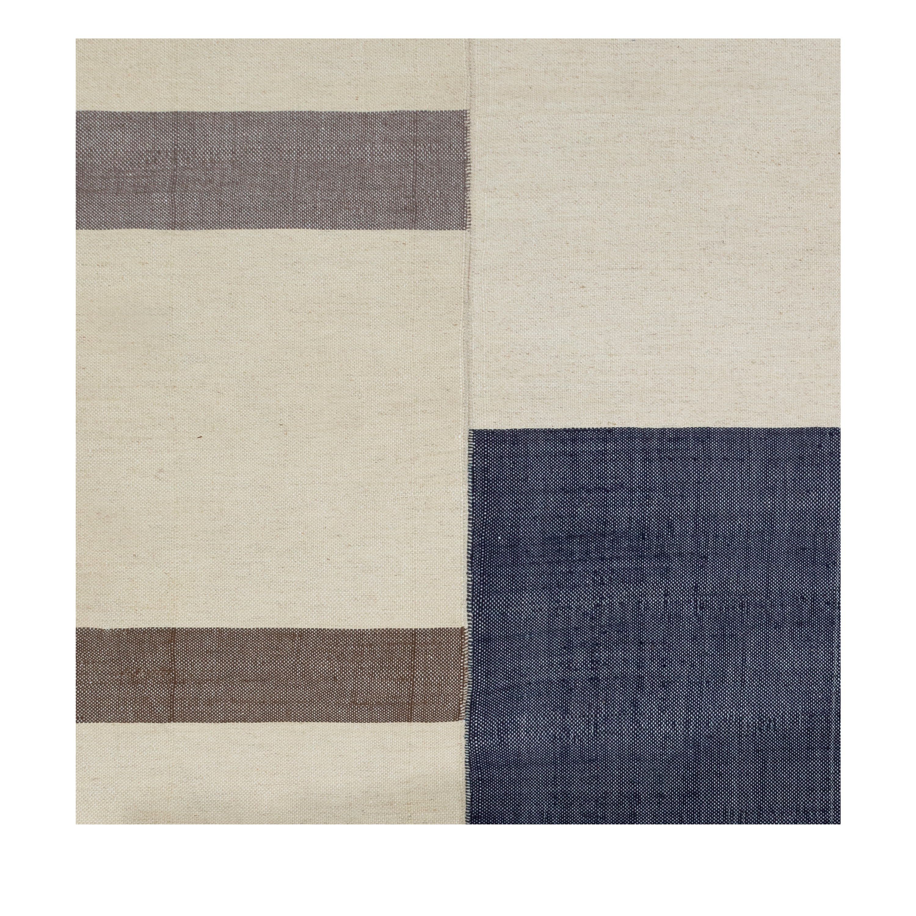 Mazandaran custom hand woven flat weave in Ivory & Dark Brown with geometric contemporary design by Nasiricarpets