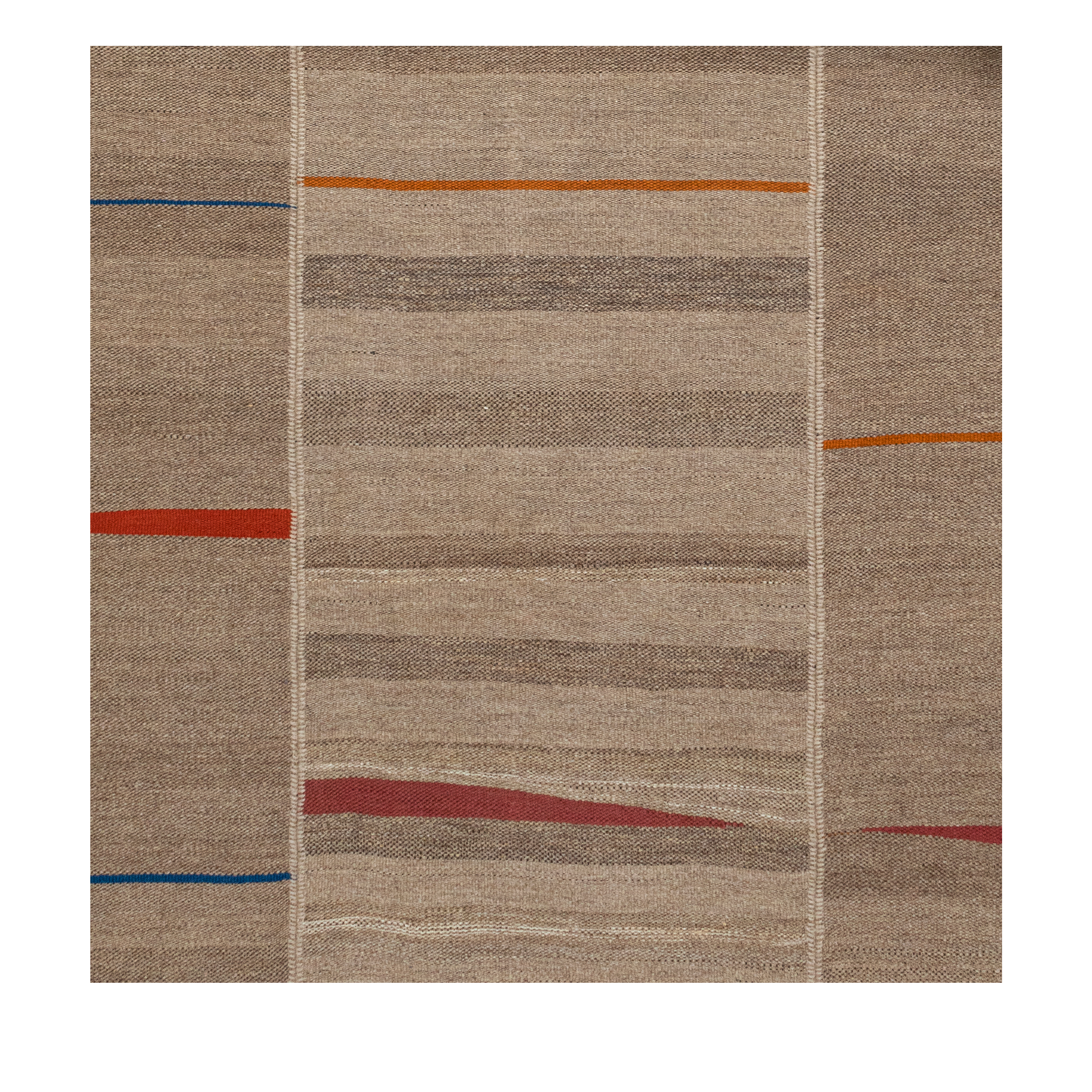 Mazandaran custom hand woven flat weave in Caramel with subtle striped design and refined colorful accents by Nasiricarpets