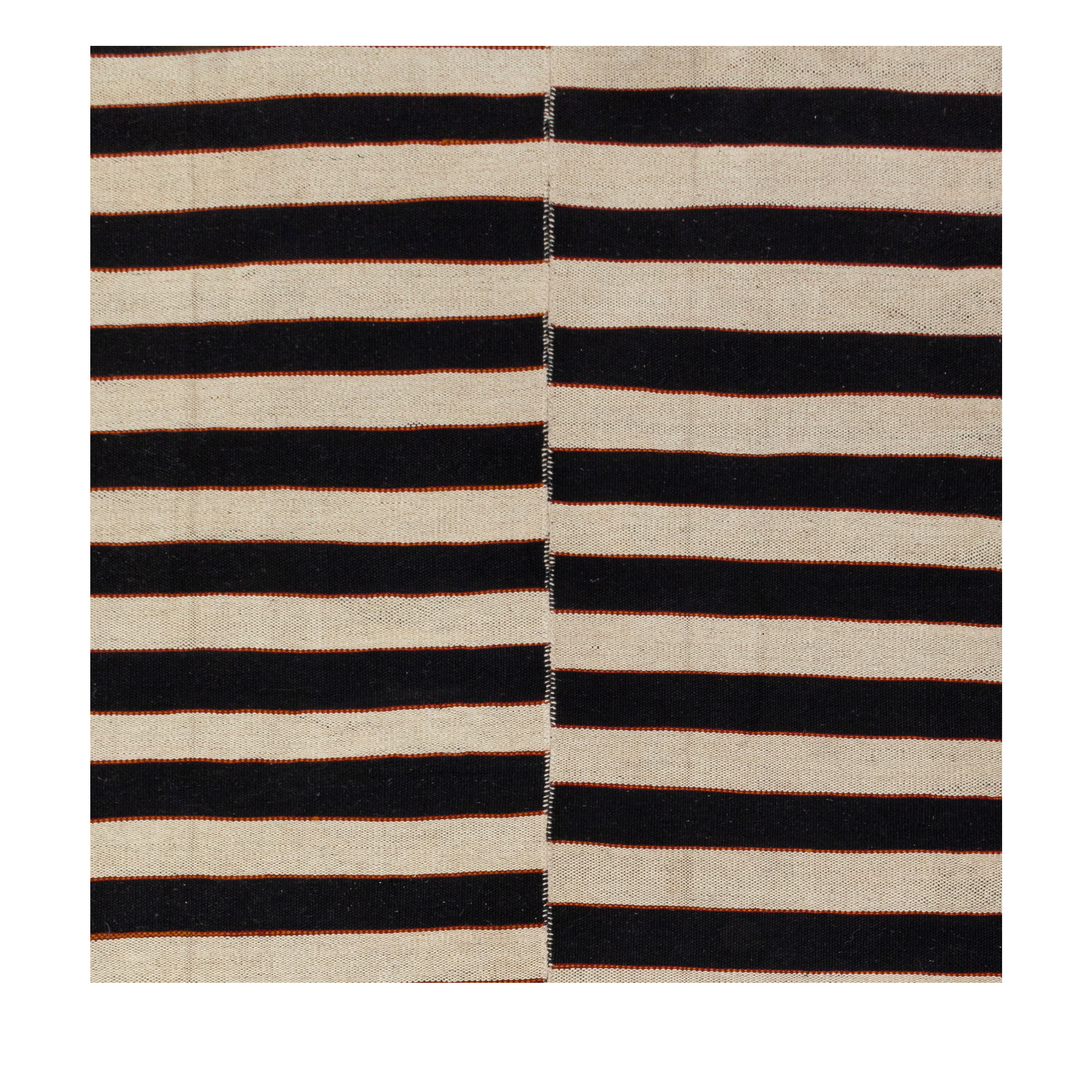 Mazandaran custom hand woven Black & Beige flat weave with bold striped contemporary design by Nasiricarpets