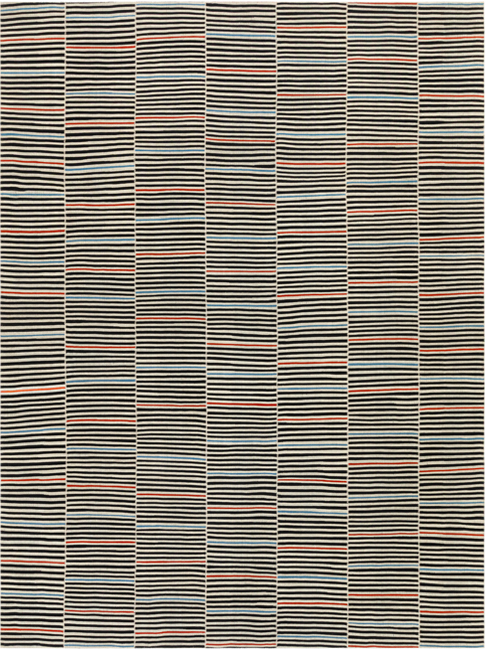 Mazandaran custom hand woven multicolor flat weave with fine striped contemporary design by Nasiricarpets