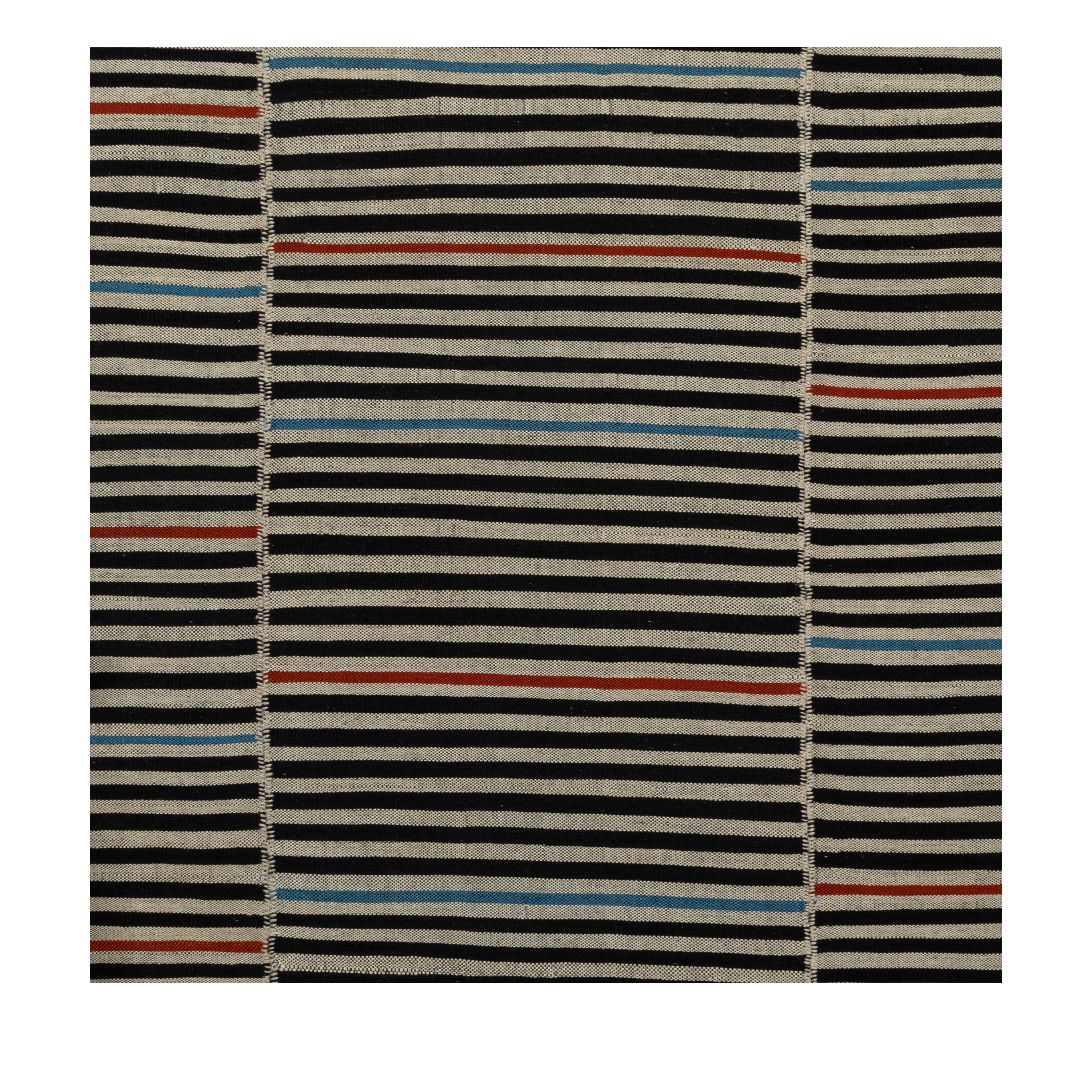 Mazandaran custom hand woven multicolor flat weave with fine striped contemporary design by Nasiricarpets