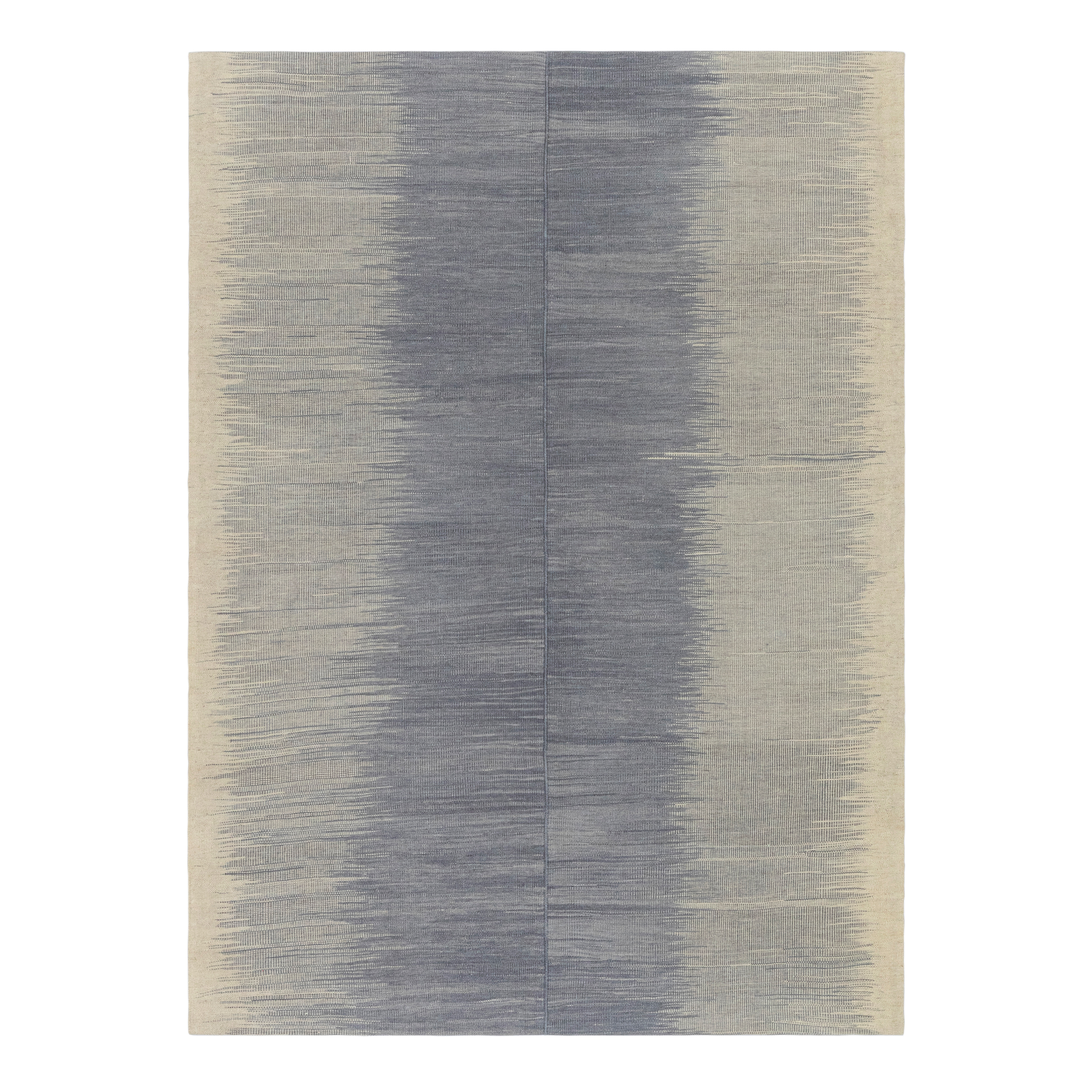 Mazandaran custom hand woven grey flat weave with tonal gradient contemporary design by Nasiricarpets