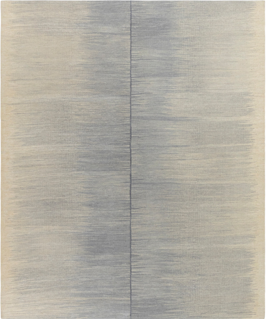 Mazandaran custom hand woven silver flat weave with soft tonal gradient contemporary design by Nasiricarpets