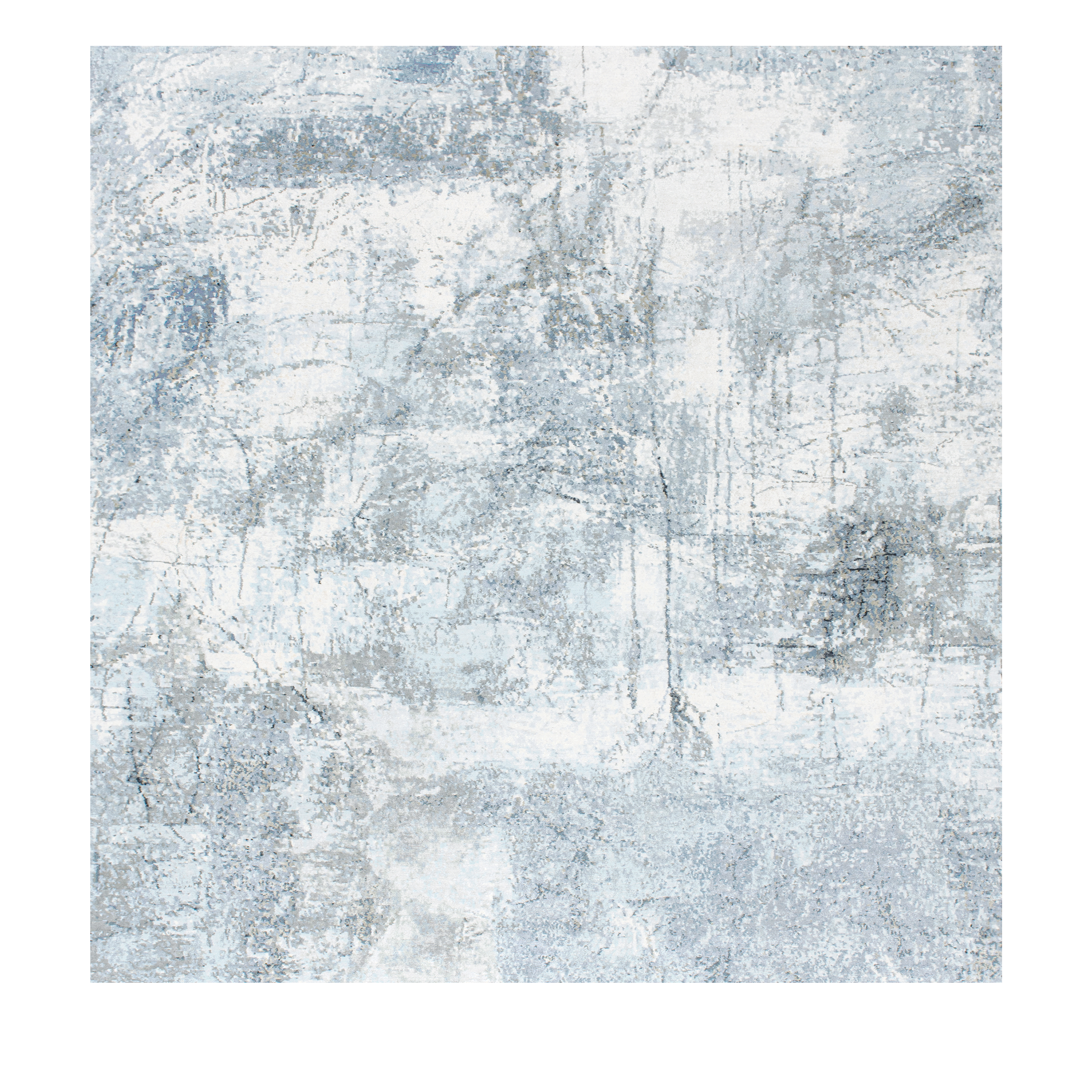 Serene custom hand-knotted Blue & Silver carpet by Isabel Marina in Tibetan wool and Chinese silk, Nasiricarpets