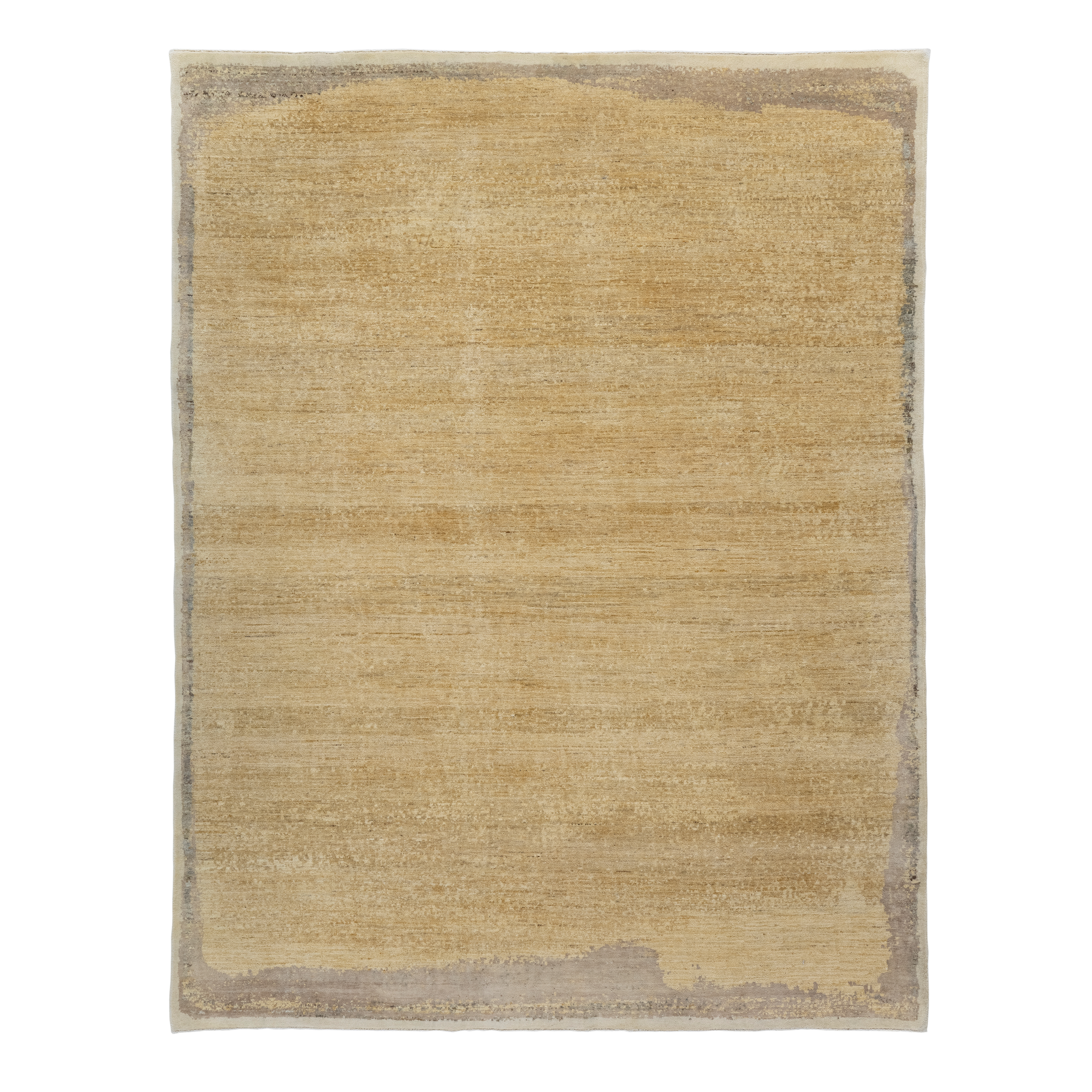 Terre Dore custom hand-knotted modern carpet in warm gold, beige and soft taupe tones by Nasiricarpets